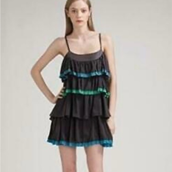 Marc by Marck Jacobs Gray Tiered Dress with Blue and Green Accents - Picture 1 of 5